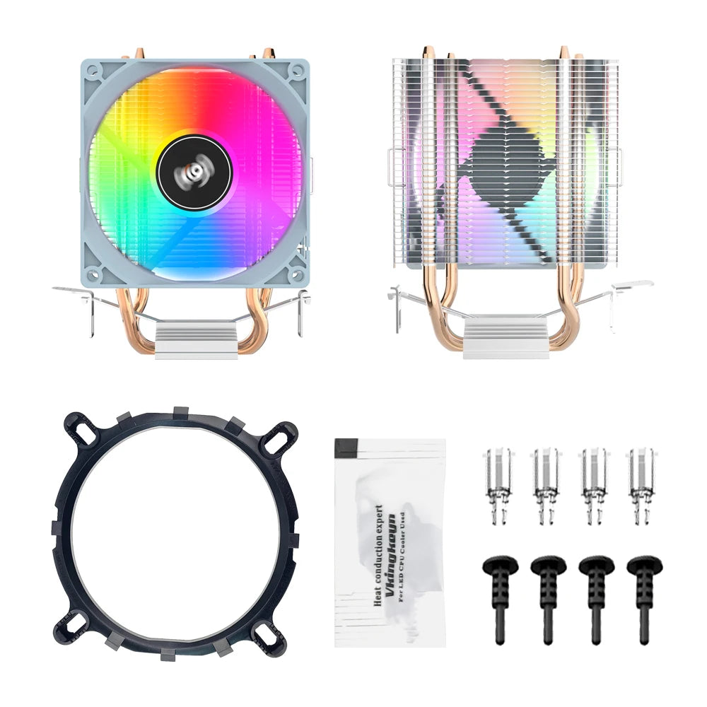 Aigo CPU Cooler — 2/4/6 Heat Pipe Radiator with 3-Pin PWM Silent RGB Fan for Intel LGA 1700/1150/1155/1156/1366 & AMD AM2/AM3/AM4