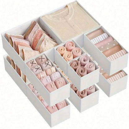 Foldable 6/12PCS Underwear Organizer Set – Hard Storage Boxes for Bras & Socks Drawer & Closet Clothing Organization System