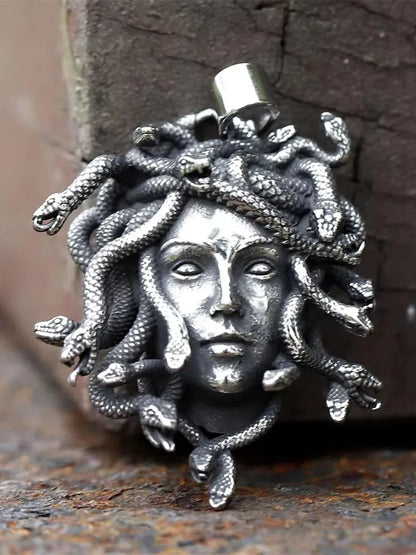 Men's Medusa Pendant Necklace - 316L Stainless Steel Vintage Snake Animal Jewelry for Parties and Gifts