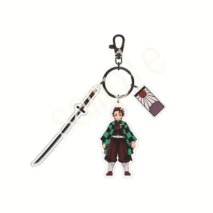 Anime Demon Slayer Acrylic Keychain – Tanjiro & Nezuko Kamado Cartoon Schoolbag Pendant Character Charm Kids Gift Accessories
