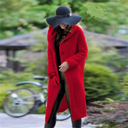 New Autumn/Winter Cashmere Cardigan – Women's Loose Long Sleeve Sweater, Solid Color Knitted & Thickened Top