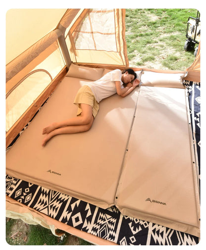 BSWolf Thick Self-Inflating Outdoor Mattress - Spliced Inflatable Camping Mat for Tent Use