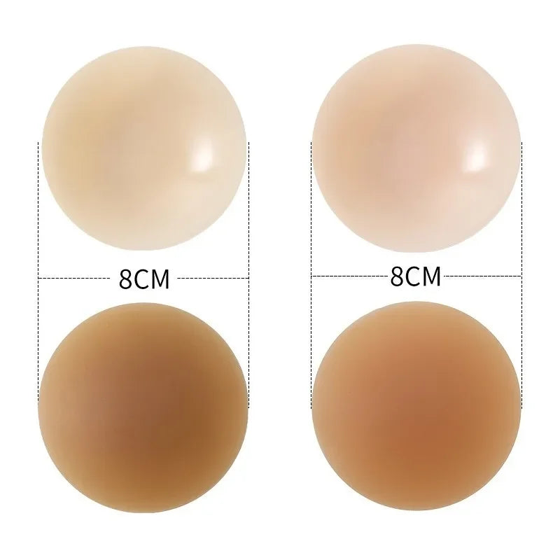 2 Pairs Ultra-Thin Silicone Nipple Covers – Reusable Adhesive Breast Pasties, Invisible Boob Protection Stickers