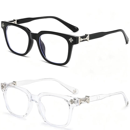 3-Piece Square Blue Light Glasses - Unisex Black & Clear Frame Computer Eyewear
