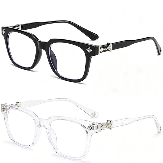 3-Piece Square Blue Light Glasses - Unisex Black & Clear Frame Computer Eyewear
