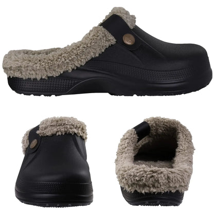 Comwarm New Fuzzy House Slippers for Men and Women - Winter Waterproof Garden Shoes with Soft Plush, Warm Outdoor Furry Clogs