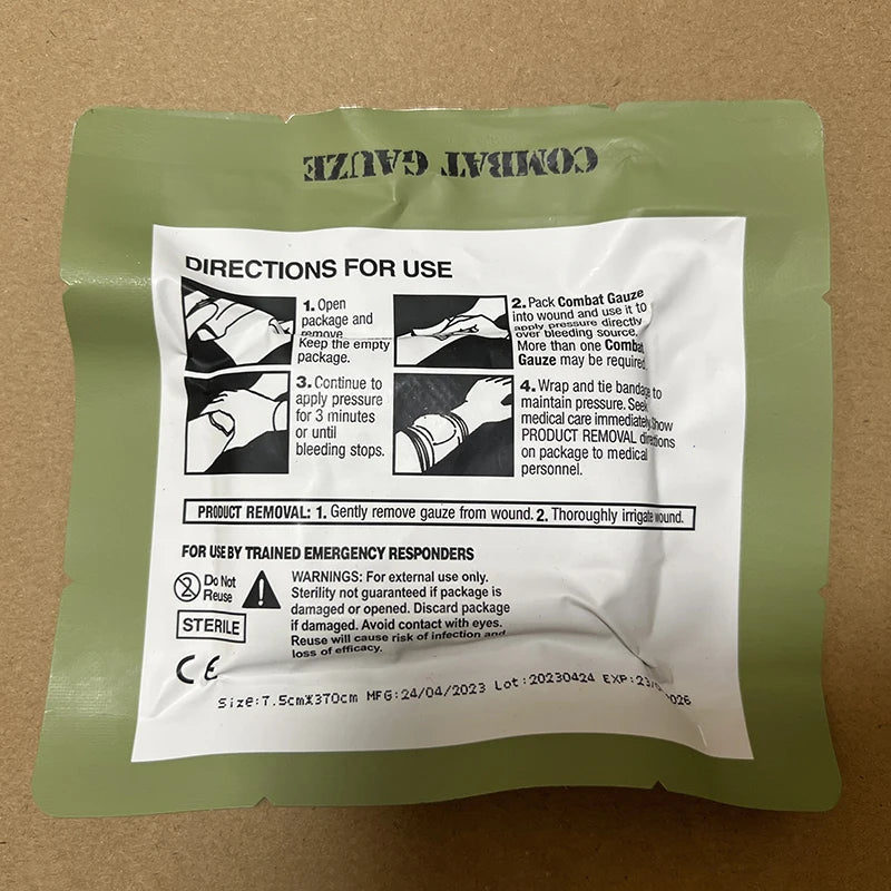 Kaolin Gauze Z-Fold Hemostatic Dressing – Combat Emergency Wound Care for IFAK, Tactical & Military First Aid Kits