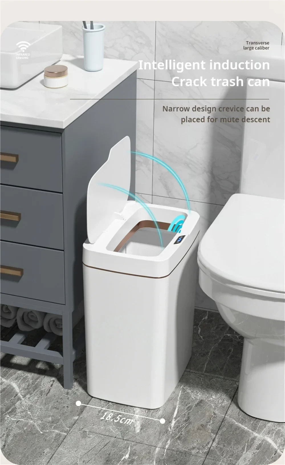 15L Touchless Smart Sensor Trash Can – Waterproof Automatic Garbage Bin for Kitchen, Bathroom & Bedroom