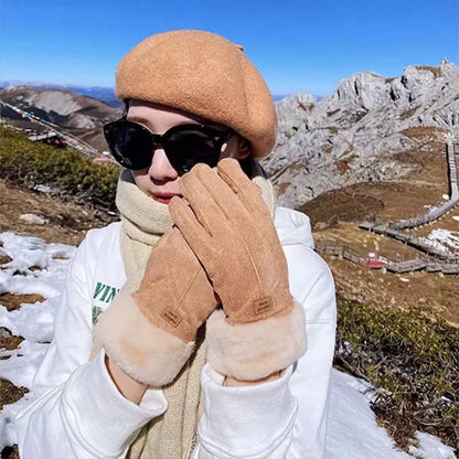 Cute & Warm: New Fashion Furry Gloves for Autumn Winter - Full Finger Mittens for Women's Outdoor Sports, Touch Screen Compatible