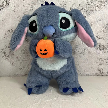 Disney Halloween Stitch Plush Doll – Pumpkin-Themed Soothing Toy with Light Breath Effect for Kids & Baby Gifts