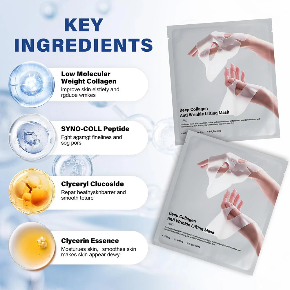 5-Pack Deep Collagen Anti-Wrinkle Face Mask – Overnight Lifting, Firming & Moisturizing