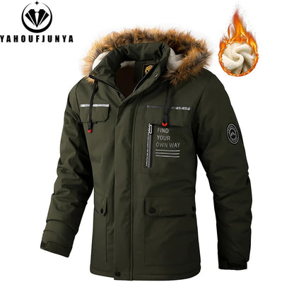 Men's Winter Fleece Jacket - Warm Windproof Outdoor Coat with Removable Hood for Hiking & Casual Wear