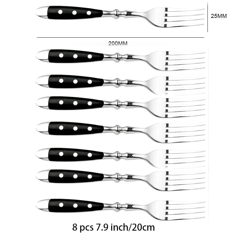 Classic Elegant Stainless Steel Cutlery Set – Fork, Spoon, Knife & Teaspoon Full Dining Steak Dinnerware Collection