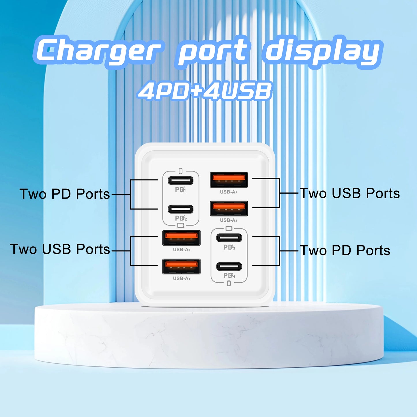 240W GaN USB C Charger - 8-in-1 Fast Charging Power Adapter for iPhone Samsung Xiaomi Devices