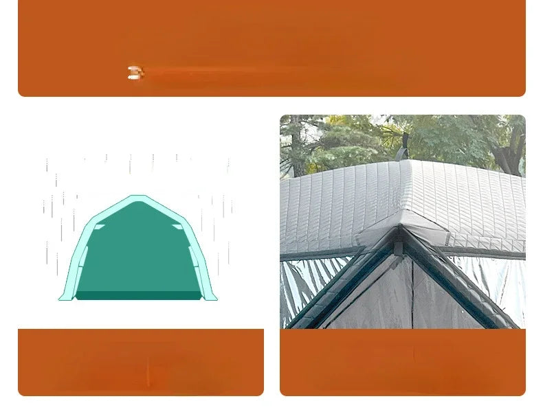 Outdoor 3-4 Person 4-Season Sauna House – Thickened Winter Ice Fishing Tent with Large Window & Chimney Mouth, Quick Open & Portable