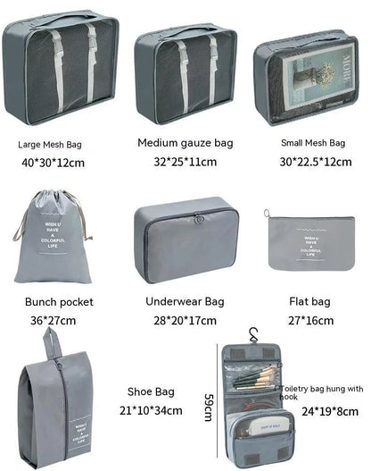 7/8/9/10-Pcs Travel Organizer Set — Portable Packing Cubes for Luggage, Clothes & Shoes, Foldable Storage Bags
