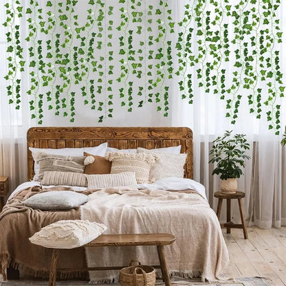 Artificial Ivy Garland - Silk Green Leaf Creeper Vine for Home Decor, Weddings & Hanging Decorations