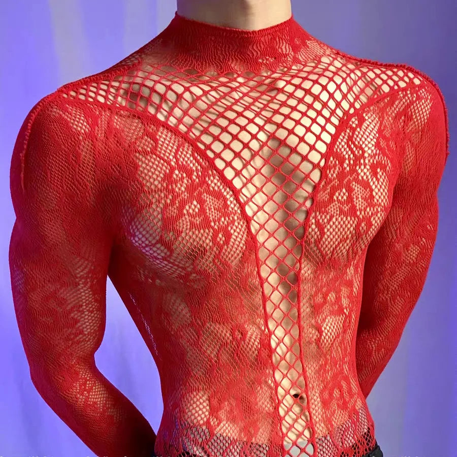 Summer Mesh Tank Top – Men & Women Transparent Long Sleeve Round Neck Breathable Bodysuit Party Wear Clothing