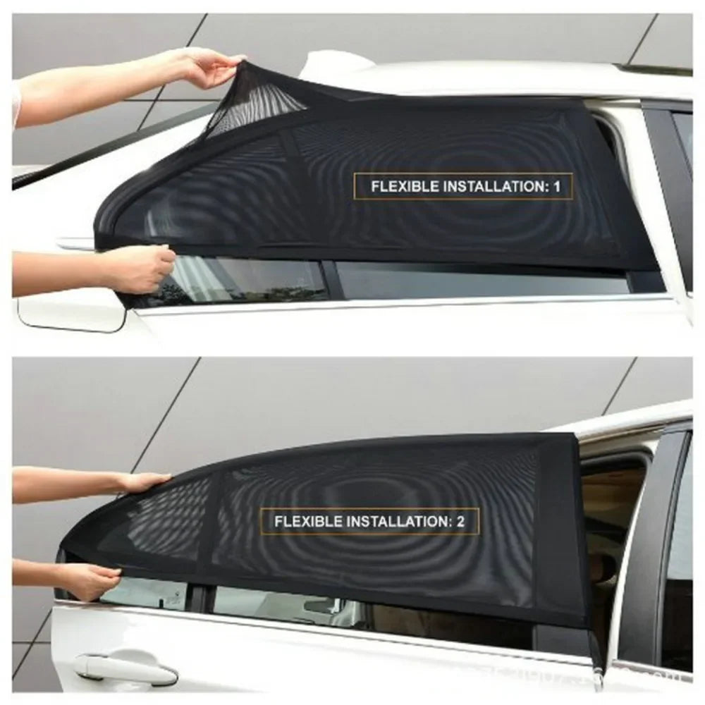 4PCS Car Window Sun Shade Mesh Set – UV Protection Curtain Covers for SUV Front, Rear & Side Windows, Anti-Mosquito Sunshade Net Auto Accessories