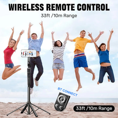 Extendable 70.8" Auto Face Tracking Tripod – 360° Rotating Phone Stand with Light & Motion Sensor for Vlog & Live Streaming