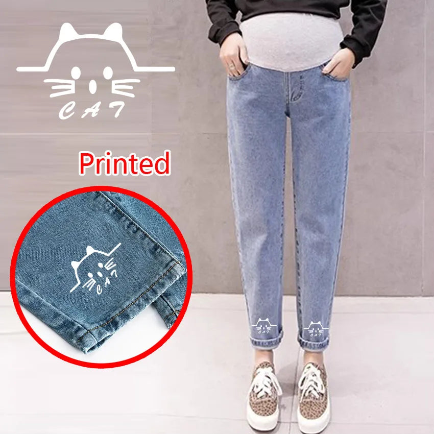 Maternity Boyfriend Jeans – High Waist Loose Denim Pants for Pregnant Women