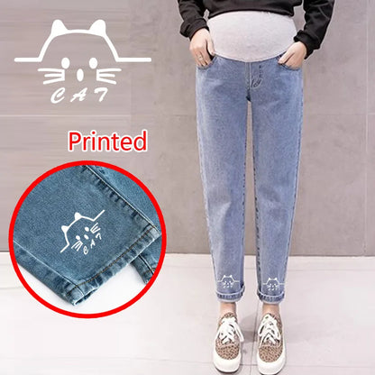 Maternity Boyfriend Jeans – High Waist Loose Denim Pants for Pregnant Women