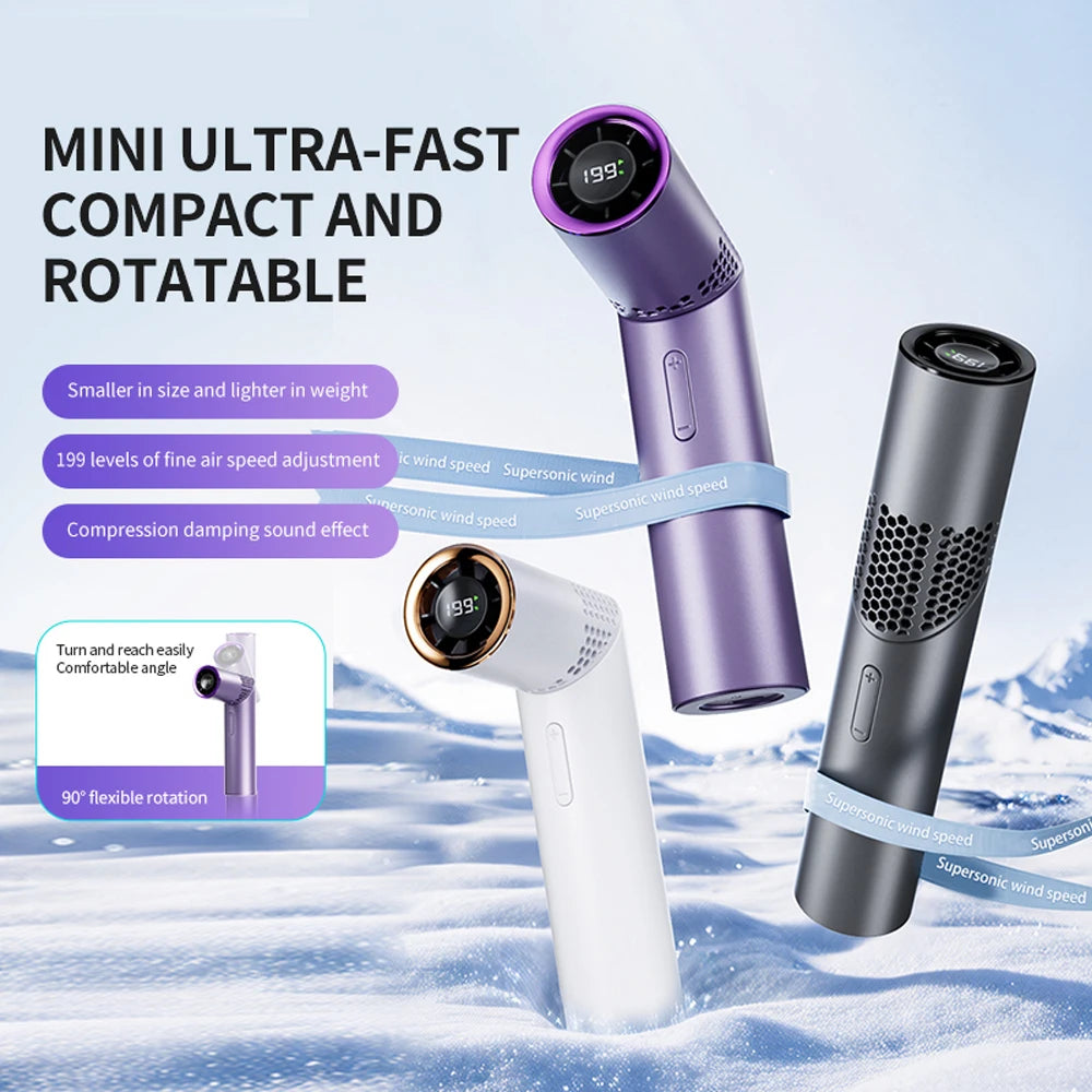 Foldable Mini Handheld USB Fan – Portable High-Speed Outdoor Cooling Fan with 199 Adjustable Speeds, Compact Lipstick Design Rechargeable Personal Air Cooler