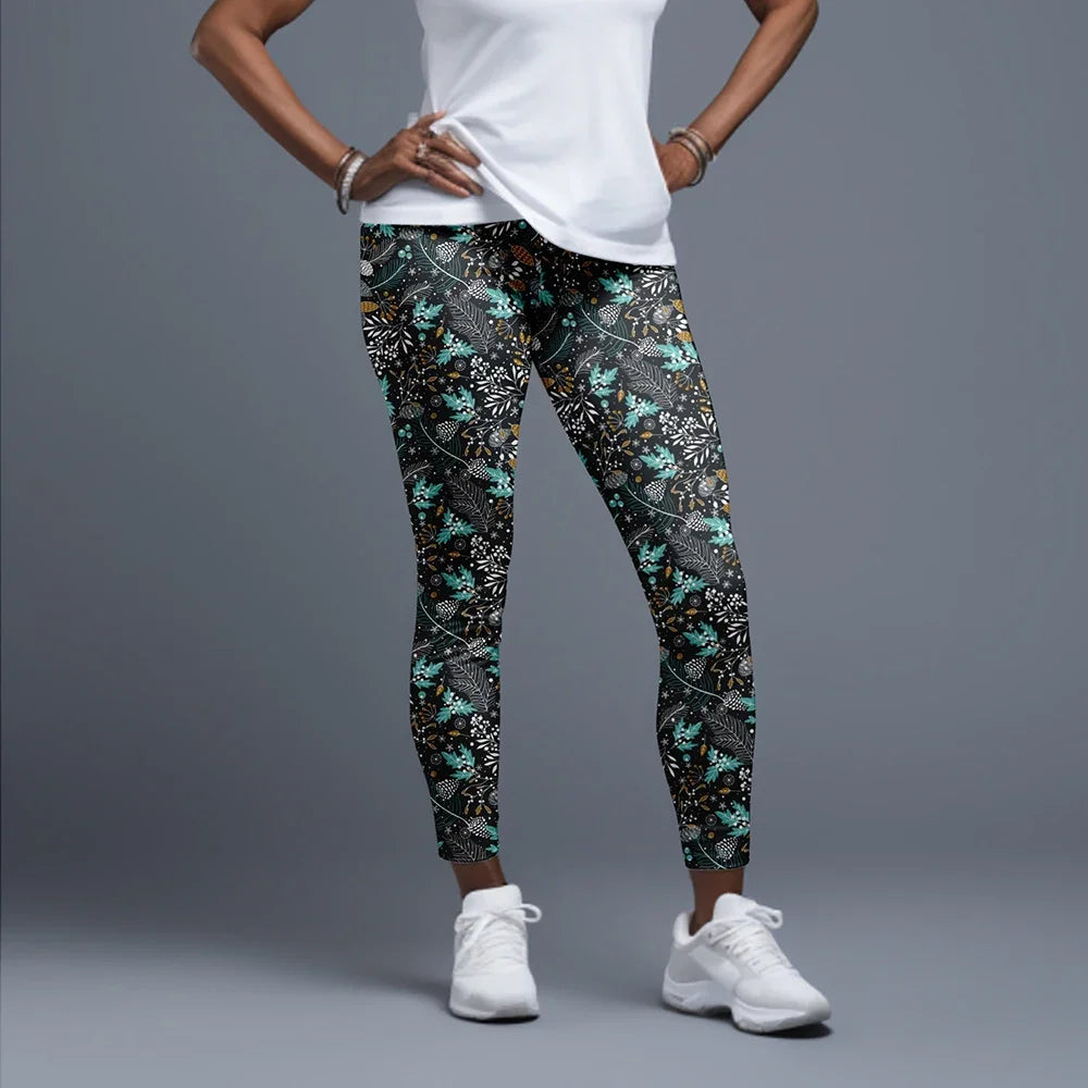 LETSFIND Women High Waist Winter Fitness Leggings, 3D Christmas Print Full Length Stretch Yoga & Casual Trousers