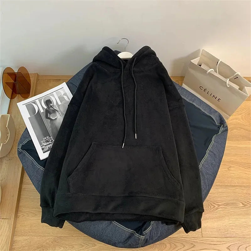 Women's Fleece Hoodie - Loose Long-Sleeve Pullover Sweatshirt for Autumn & Winter