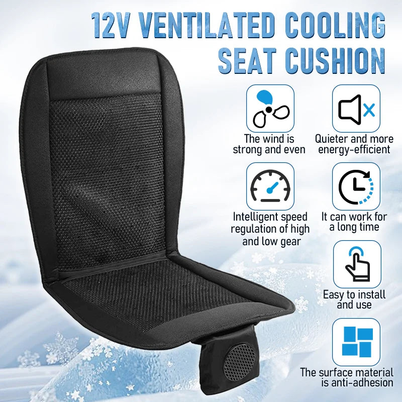 DC 12V 3D Car Seat Cooling Cushion | 8-Fan Ventilated Summer Air Seat for Fast Cooling