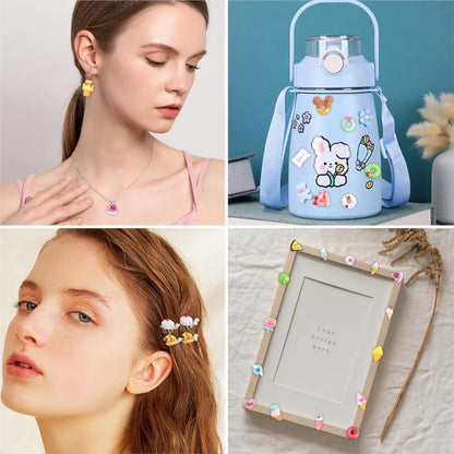 20PCS Kawaii Slime Candy Resin Charms – Cute Flatback Beads for DIY Crafts, Hair Clips, Phone Cases & Scrapbooking