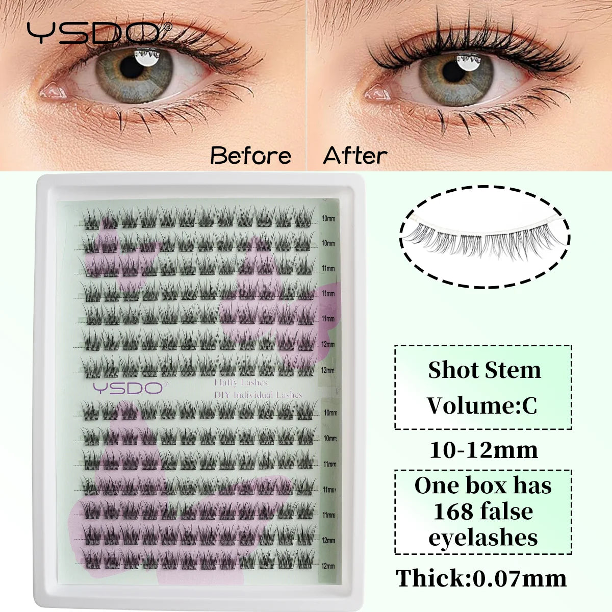 YSDO Premade Volume Fans Eyelash Extensions – 10/14 Rows Natural Mink Individual Cluster Lashes for Makeup