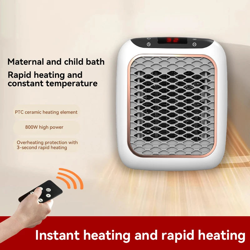 1200W Mini Wall-Mounted Ceramic Heater - PTC Fast Heating Electric Space Heater with Remote Control for Bathroom and Bedroom
