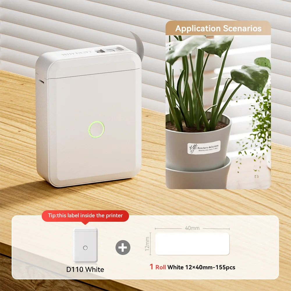 Niimbot D110 Mini Handheld Thermal Label Maker, Wireless Inkless Sticker Printer for Home & Office Organization, Portable Label Machine with Stickers
