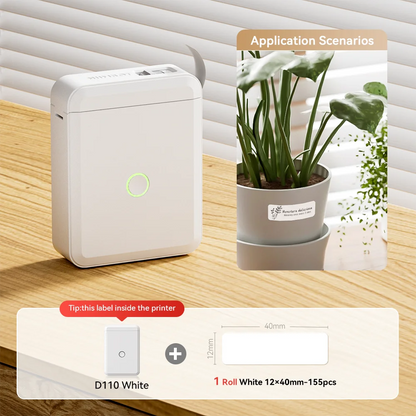 Niimbot D110 Mini Handheld Thermal Label Maker, Wireless Inkless Sticker Printer for Home & Office Organization, Portable Label Machine with Stickers