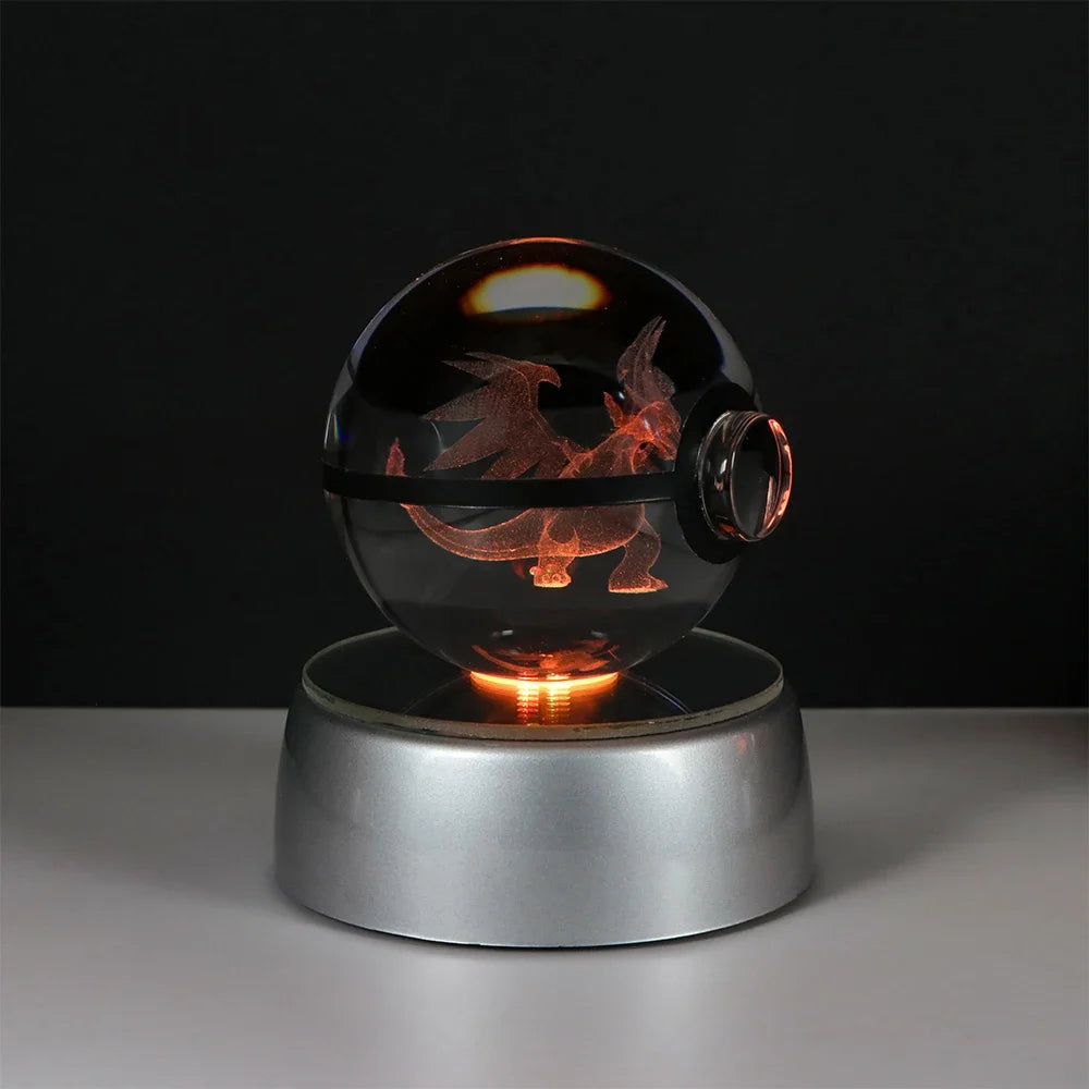 Pokemon Crystal Ball Night Light – Pikachu, Gengar, Eevee, Mewtwo & Lucario LED Pokeball, Kids Birthday Gift & Home Decor
