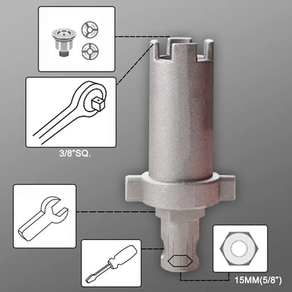 14-In-1 Sink Faucet Wrench - Plumbing Repair Tool with Double Head Handle, Spanner Tool Installer Ratchet Wrench Set for Bathroom