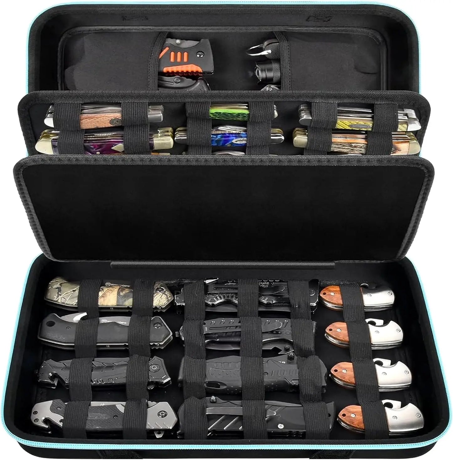 Knife Display Case – Storage Box for 45+ Pocket Knives, Butterfly & Folding Knife Organizer