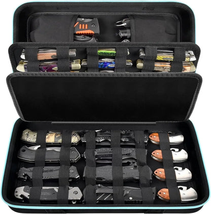 Knife Display Case – Storage Box for 45+ Pocket Knives, Butterfly & Folding Knife Organizer