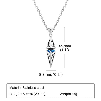 Stylish Blue Stone Necklace – Geometric Stainless Steel Pendant for Men & Women, Perfect Valentine's & Birthday Gift