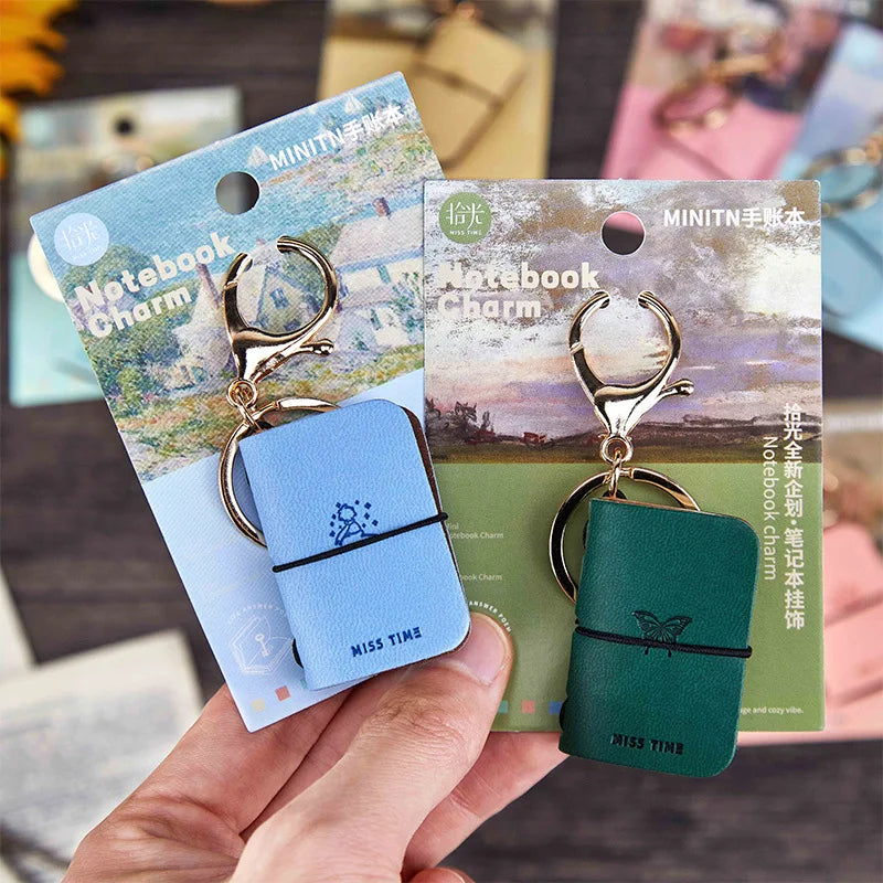 Mini PU Journal Keychain - Portable Leather Diary & Backpack Notebook Charm