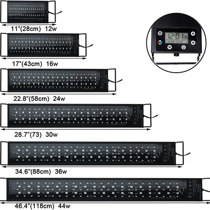 24/7 Full Spectrum LED Aquarium Light – 30-60cm Fish Tank Decoration & Aquatic Plant Growth Lamp, IP68 Waterproof (100V-240V)