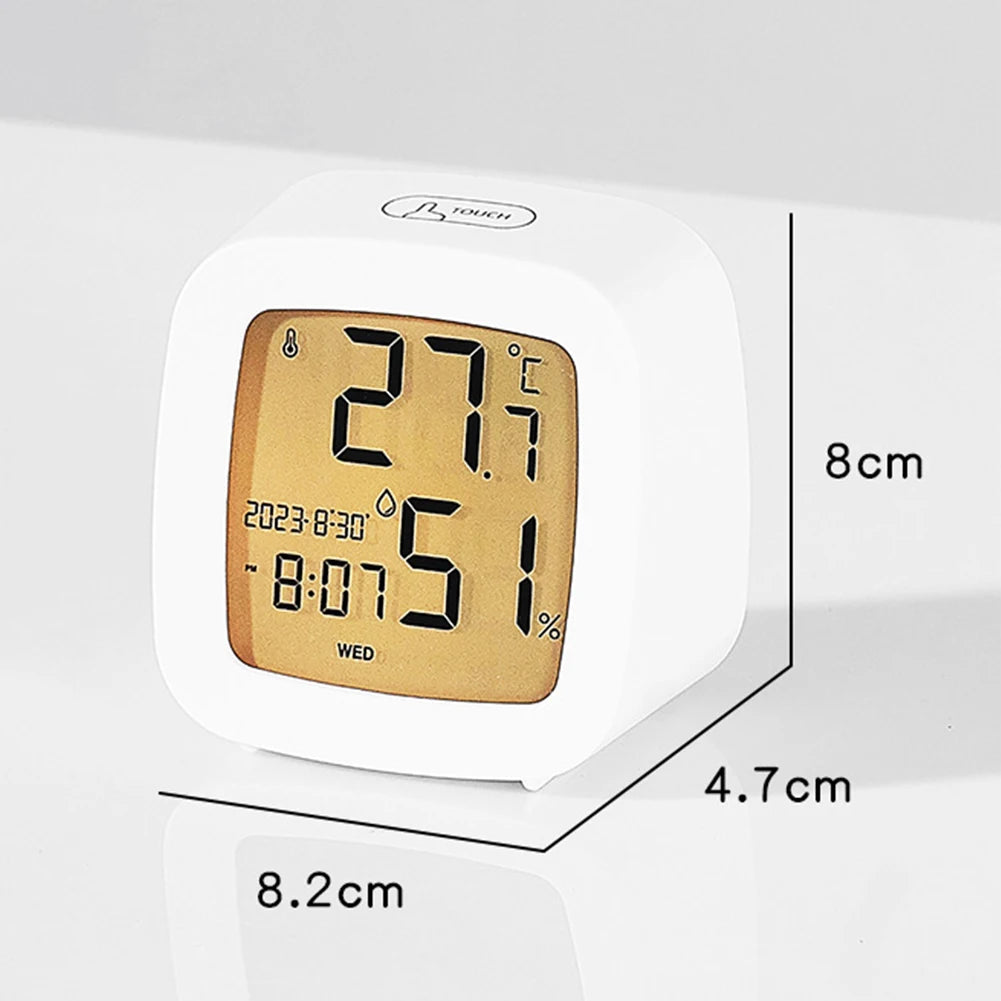 LED Alarm Clock with Backlight - Battery Operated, LCD Display with Temperature and Humidity Monitor for Home, Office, School Decor