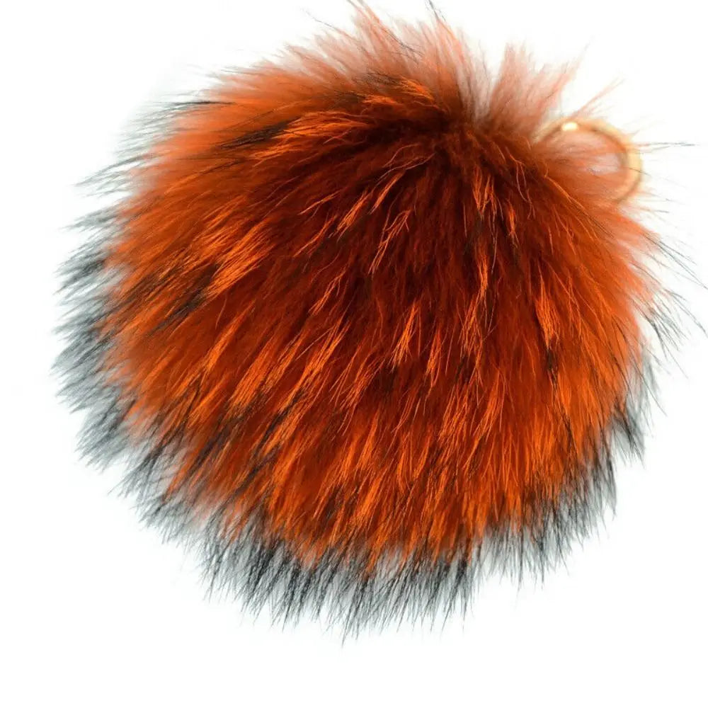 15cm Real Raccoon Fur Pompon Keychain – Cute Pendant for Bags, Hats, Clothes, and Accessories