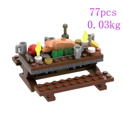 Spot MOC Small Particle Building Blocks — Dining Table & Barrel Decoration Educational Assembly Toy