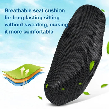 Breathable 3D Mesh Motorcycle Seat Cover – Anti-Slip Cooling Cushion for Scooter & Motorbike Summer Protection Pad
