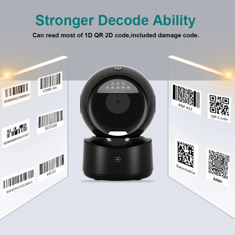 NETUM Desktop 2D QR Barcode Scanner – Hands-Free Omnidirectional USB Reader for 1D/2D & Screen Barcode Scanning (A5 Size)