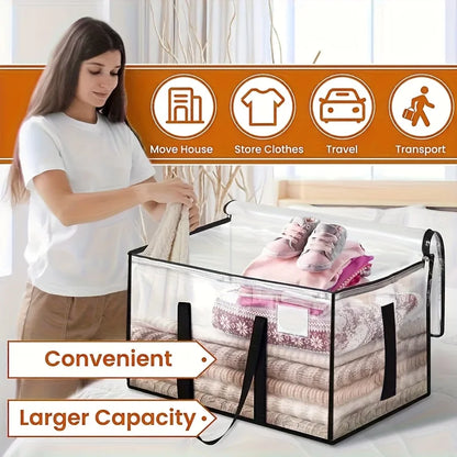 Large Transparent Storage Bag - Extra Capacity Clothes, Blanket and Moving Organizer