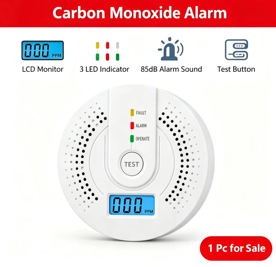 Standalone CO Gas Detector - LCD Carbon Monoxide Warning Sensor with UL2034 Standard Household Safety Alarm