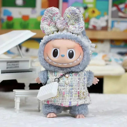 Mini Doll Clothes Outfit - Kpop EXO Labubu Idol V1 V2 Skirt & Sweater Set, Korea-Inspired Gift